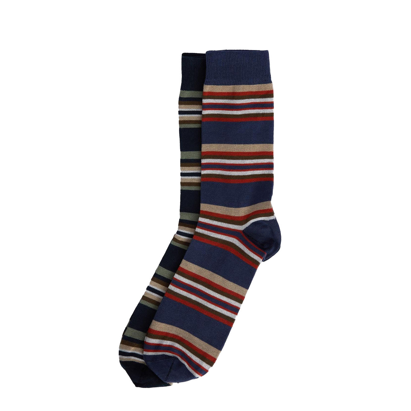 Barbour Summer Stripe 2 Pack Socks Multi Stripe Navy/Green - Parasol Store