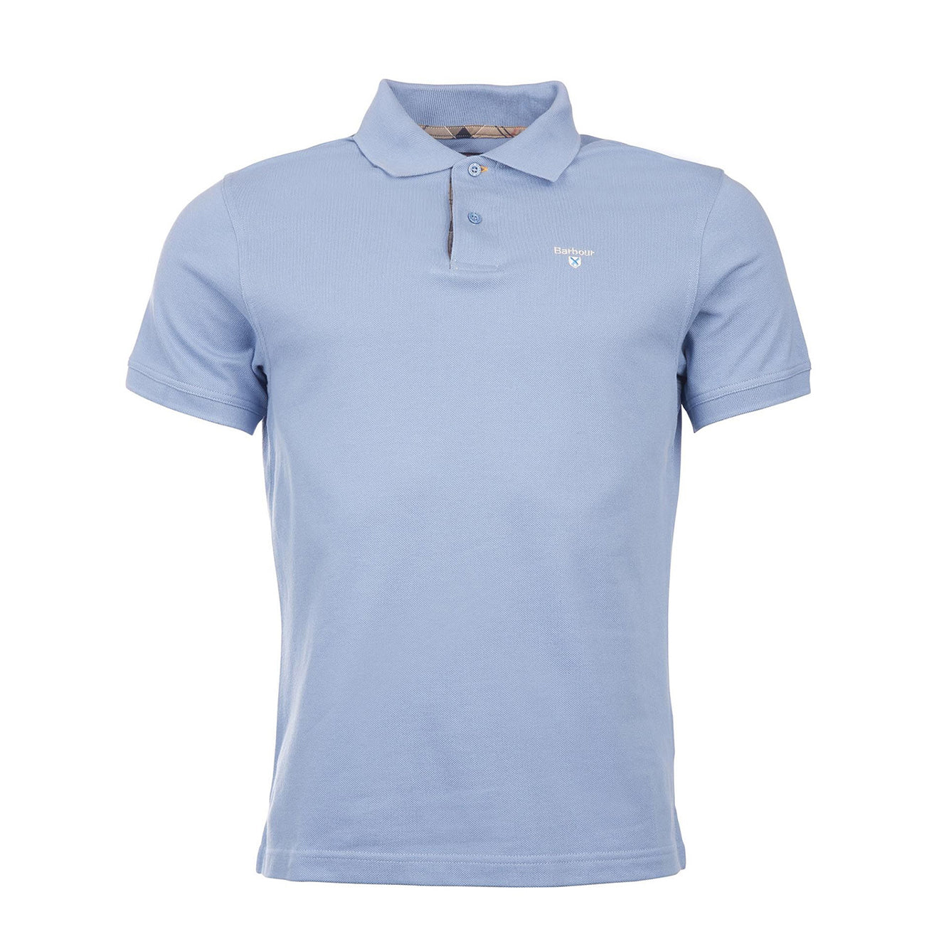 Tartan Cotton Pique Polo Shirt Sky Marl