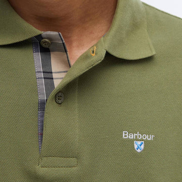 Barbour Tartan Pique Polo Shirt Burnt Olive