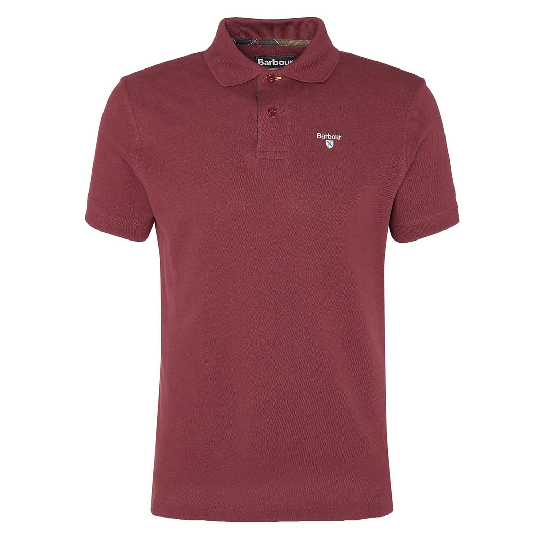 Barbour Tartan Pique Polo Shirt Ruby - Parasol Store