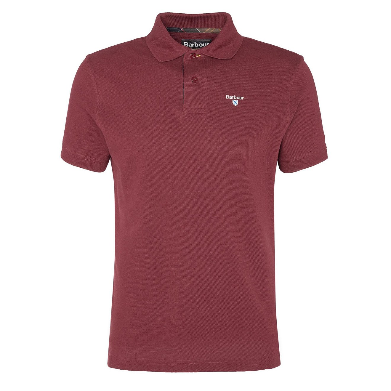 Barbour Tartan Pique Polo Shirt Ruby - Parasol Store