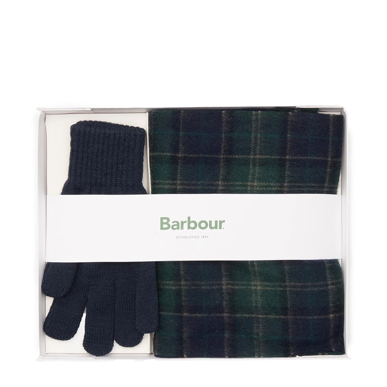 Barbour Tartan Scarf & Glove Gift Set Green Loch Tartan - Parasol Store