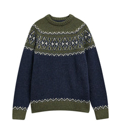 Barbour Tisbury Fairisle Crew Neck Olive