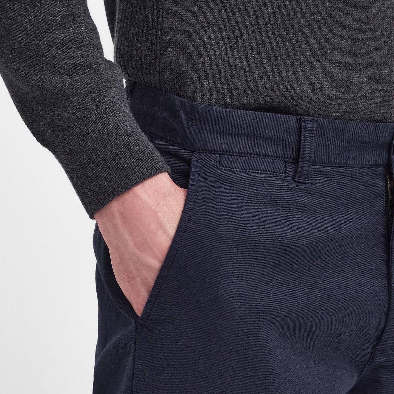 Barbour Washed Stretch Twill Tailored Fit Trouser Dark Navy - Parasol Store