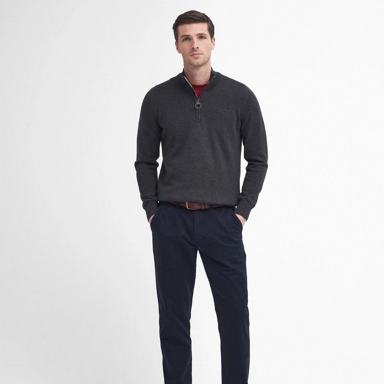 Barbour Washed Stretch Twill Tailored Fit Trouser Dark Navy - Parasol Store