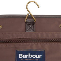 Barbour Waxed Hanging Washbag Olive/Beacon - Parasol Store