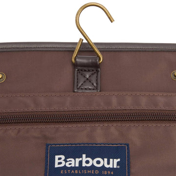 Barbour Waxed Hanging Washbag Olive/Beacon - Parasol Store