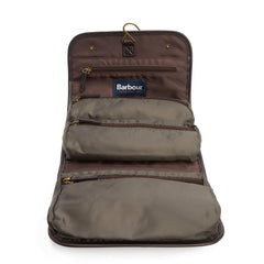 Barbour Waxed Hanging Washbag Olive/Beacon - Parasol Store