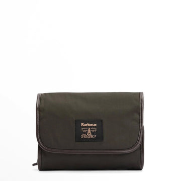 Barbour Waxed Hanging Washbag Olive/Beacon