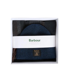 Barbour Westerdale Beanie & Scarf Gift Set Navy / Grey