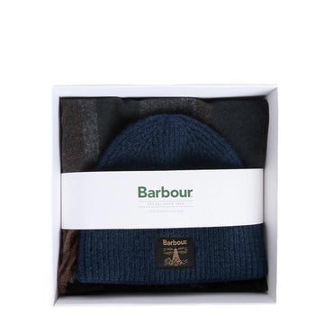 Barbour Westerdale Beanie & Scarf Gift Set Navy / Grey