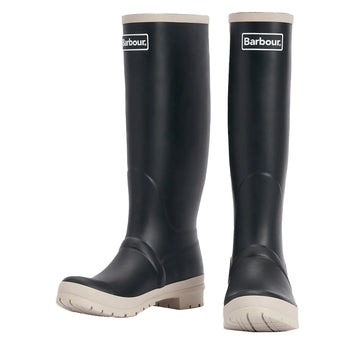 Barbour Womens Abbey Tall Welly Black/White Pepper - Parasol Store