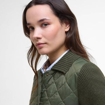 Barbour Womens Allendale Quilted Jumper Olive - Parasol Store