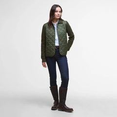 Barbour Womens Allendale Quilted Jumper Olive - Parasol Store