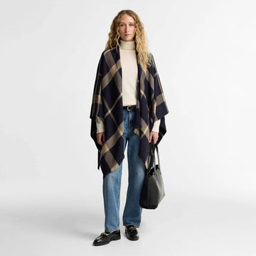 Barbour Womens Barbour Isabelle Tartan Serape Midnight Tartan