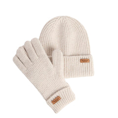 Barbour Womens Barbour Pendle Beanie & Gloves Gift Set Eggshell