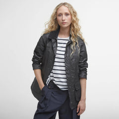 Barbour Womens Beadnell Wax Jacket Black - Parasol Store