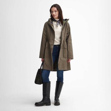 Barbour Womens Bowlees Waterproof Jacket Winter Moss / Classic - Parasol Store