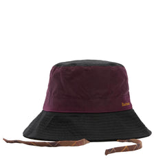 Barbour Womens Brackley Waxed Bucket Hat Merlot/Black - Parasol Store