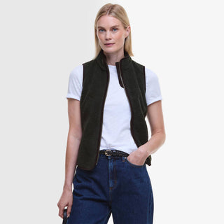 Barbour Womens Burford Fleece Gilet Olive/Classic - Parasol Store