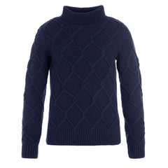 Barbour Womens Burne Roll Neck Knitted Jumper Navy - Parasol Store