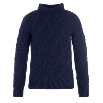 Barbour Womens Burne Roll Neck Knitted Jumper Navy - Parasol Store