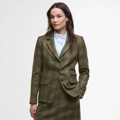 Barbour Womens Carlby Tailored Wool Blazer Arabesque/Brown - Parasol Store