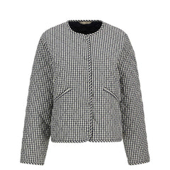 Barbour Womens Cashel Check Collarless Quilted Jacket Navy Gingham / Dark Navy