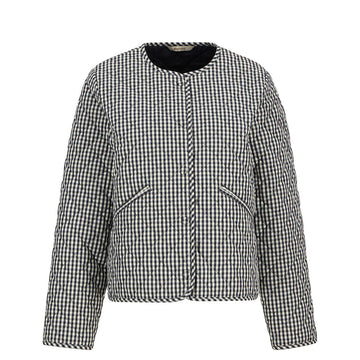 Barbour Womens Cashel Check Collarless Quilted Jacket Navy Gingham / Dark Navy