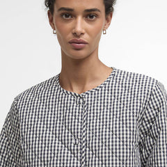 Barbour Womens Cashel Check Collarless Quilted Jacket Navy Gingham / Dark Navy
