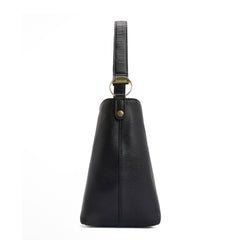 Barbour Womens Cedar Leather Bucket Bag Black - Parasol Store