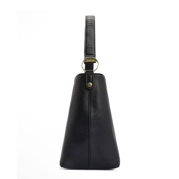 Barbour Womens Cedar Leather Bucket Bag Black - Parasol Store
