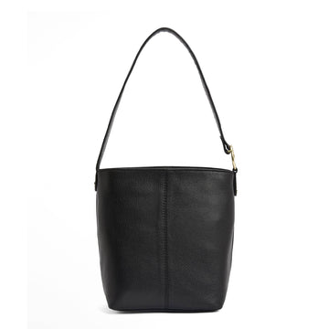 Barbour Womens Cedar Leather Bucket Bag Black - Parasol Store