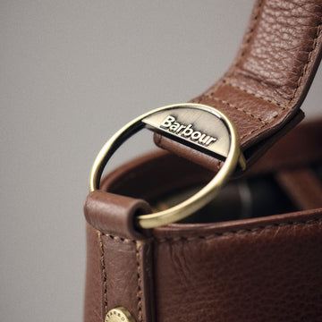 Barbour Womens Cedar Leather Bucket Bag Brown - Parasol Store