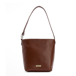 Barbour Womens Cedar Leather Bucket Bag Brown - Parasol Store