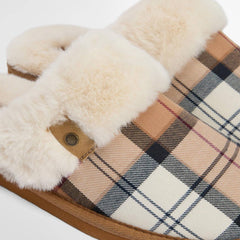 Barbour Womens Claudia Tartan Mule Slippers Hessian Tartan - Parasol Store