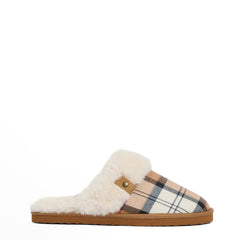Barbour Womens Claudia Tartan Mule Slippers Hessian Tartan - Parasol Store