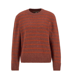 Barbour Womens Claydon Striped Crew Neck Jumper Burnt Orange Stripe - Parasol Store