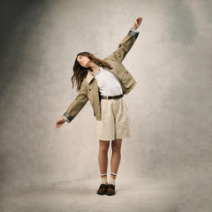 Barbour Womens Cropped Beadnell Casual Jacket Bleached Olive / Ancient / Gardenia