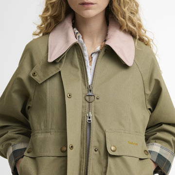 Barbour Womens Cropped Beadnell Casual Jacket Bleached Olive / Ancient / Gardenia