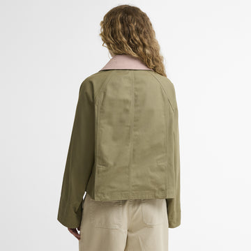 Barbour Womens Cropped Beadnell Casual Jacket Bleached Olive / Ancient / Gardenia