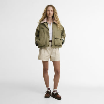 Barbour Womens Cropped Beadnell Casual Jacket Bleached Olive / Ancient / Gardenia