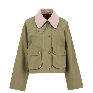 Barbour Womens Cropped Beadnell Casual Jacket Bleached Olive / Ancient / Gardenia