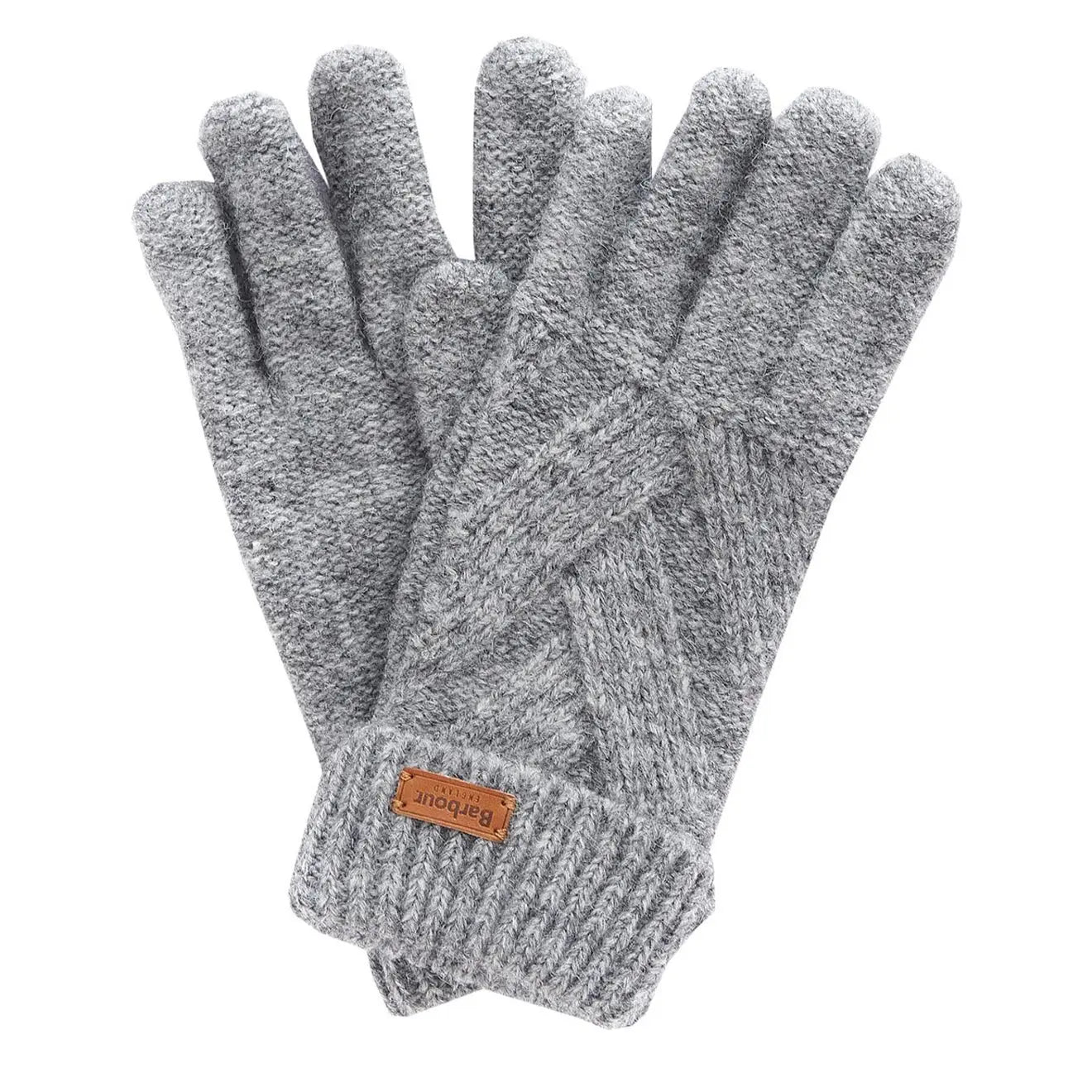 Barbour Womens Dace CableKnit Gloves Light Grey Parasol Store