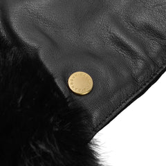 Barbour Womens Daniella Leather Mittens Black - Parasol Store