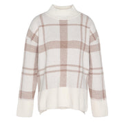 Barbour Womens Deanna Knitted Jumper Winter White Tartan - Parasol Store
