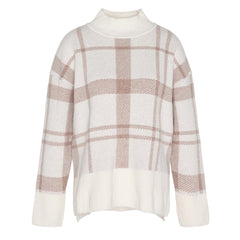 Barbour Womens Deanna Knitted Jumper Winter White Tartan - Parasol Store