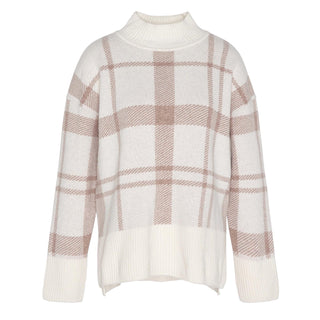 Barbour Womens Deanna Knitted Jumper Winter White Tartan - Parasol Store