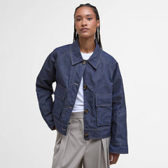 Barbour Womens Demi Showerproof Jacket Indigo/Hessian Tartan - Parasol Store