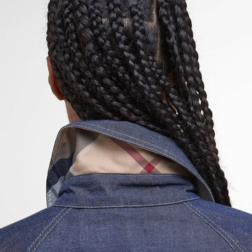 Barbour Womens Demi Showerproof Jacket Indigo/Hessian Tartan - Parasol Store